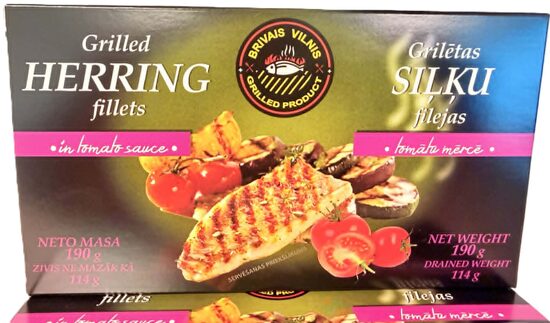 Grilētas siļķu filejas tomātu mērcē - 190 g