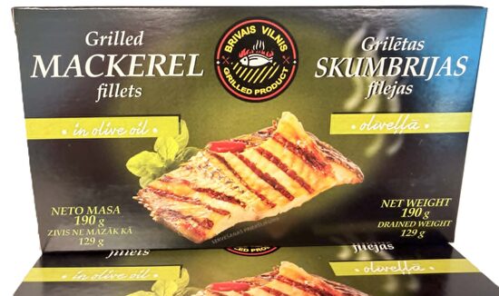 Grilētas skumbrijas filejas olīveļļā 12x190 g