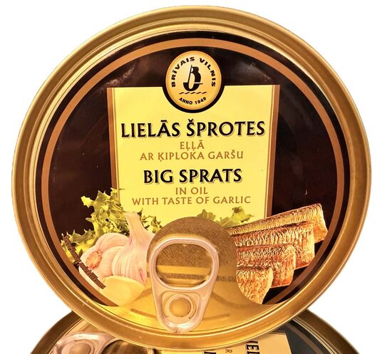 Lielās šprotes eļļā ar ķiploku garšu 24x240 g