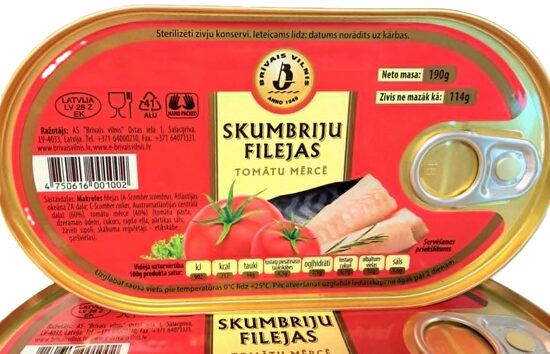 Skumbriju filejas tomātu mērcē 36x190 g