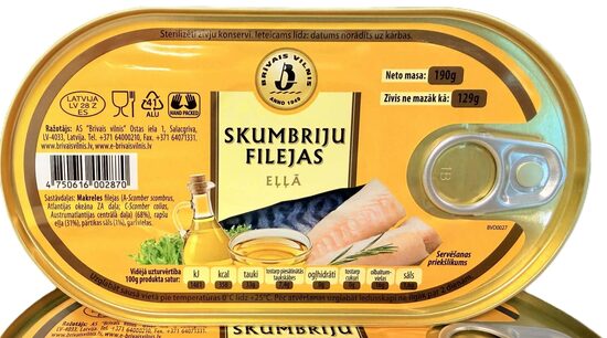 Skumbriju filejas eļļā 36x190 g