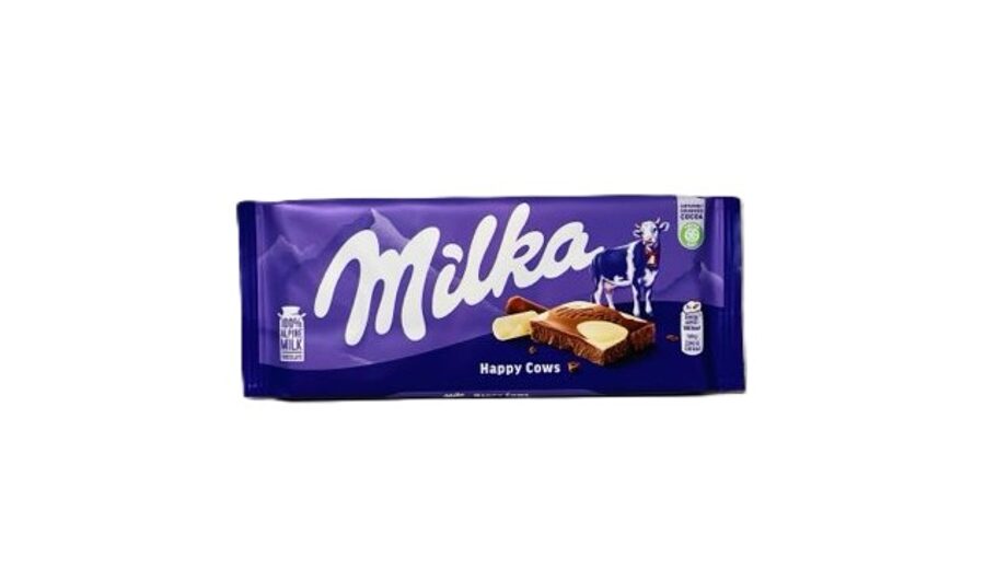 Milka Happy Cow piena šokolāde ar balto šokolādi