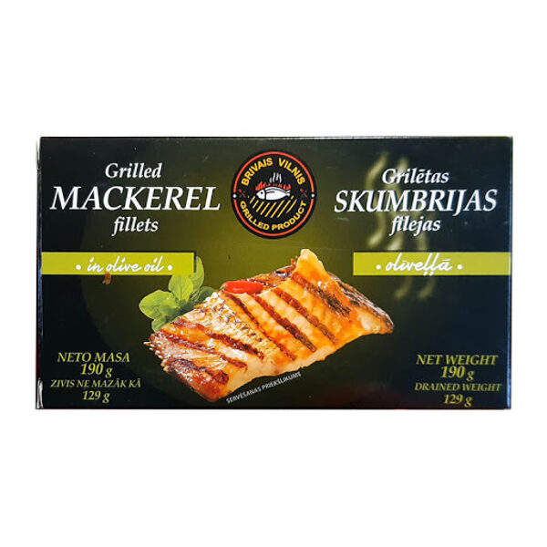 Grilētas skumbrijas filejas olīveļļā